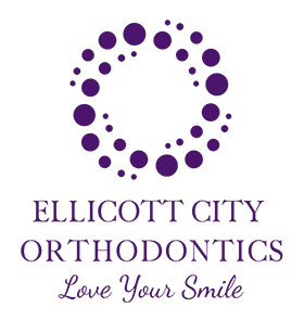 Ellicott City Orthodontics, love your smile logo. It is purple.