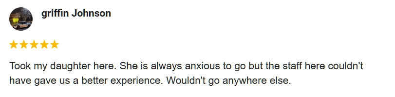 Orthodontist Ellicott City MD Review Griffin 5-star Google review from Griffin praising Ellicott City Orthodontics for making their daughter feel comfortable.