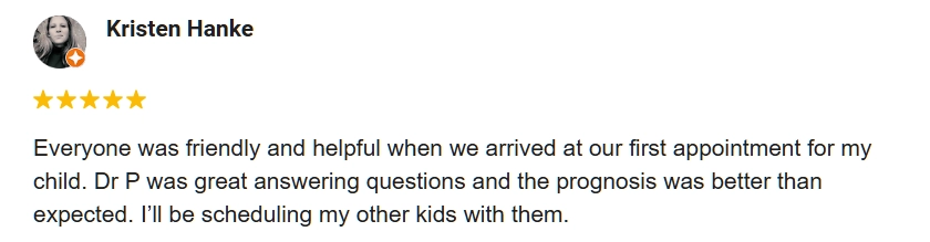 Orthodontist Ellicott City MD Review Kristen 5-star Google review from Kristen praising Ellicott City Orthodontics for their friendly care and helpfulness.